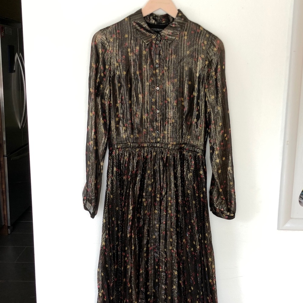 Scotch & Soda Metallic Stripes Star Dress w Collar